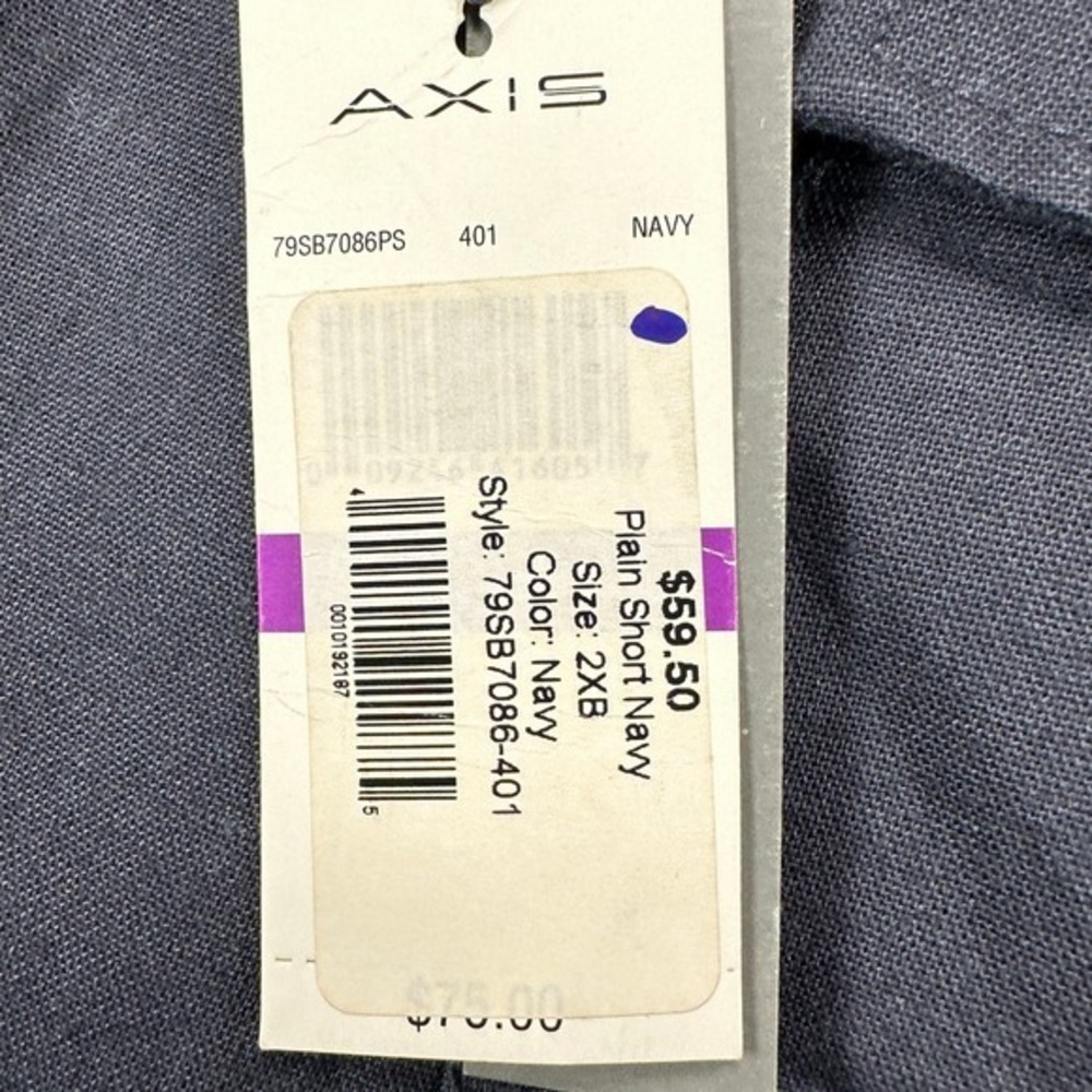Axis Mens Plain Shorts 2XB Big Tall Navy Blue Casual Flat Front Flap Pockets NEW